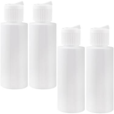 Imagem de Hzopcw 4 frascos de plástico de 59 ml com tampas flip top, pequenos frascos de apertar recarregáveis, recipientes de viagem vazios reutilizáveis para loções de xampu condicionador - branco