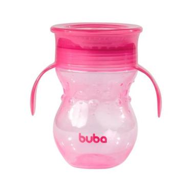Imagem de Copo infantil de Treinamento 360 Antivazamento Com Alça 270ml Rosa  Bu