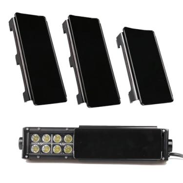 Imagem de Kit de cobertura de lente de barra de luz LED de 55 cm, capas de policarbonato preto de encaixe – 5 × 20 cm e 1 × 15 cm protetoras, à prova de poeira, resistentes a arranhões para caminhões