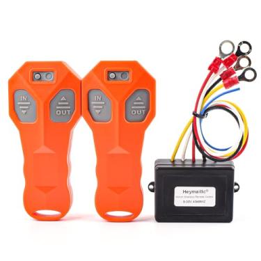 Imagem de Heymaillc Controle remoto de guincho sem fio 12V pacote com 2 - Controle remoto universal de 5 fios de 3 m com kit de transmissor manual duplo correspondente para caminhão, ATV, carro, jipe, SUV