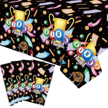 Imagem de LSJDEER 4 Pack Bingo Party Tablecloth Decoration - Bingo Party Decorative, Bingo Night Tablecover Table Cloth, for Game Night Supplies (51 x 86 Inches)