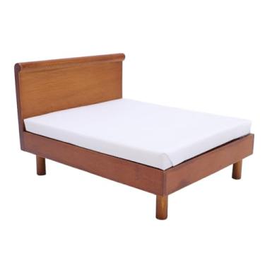 Imagem de Jiawu Cama de Madeira Em Miniatura para Casa de Bonecas, 1:12, Decoração de Quarto, Espaçosa, Madeira Sólida, Material de Bétula