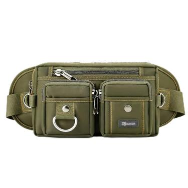 Imagem de Pochete Tática Masculina, Lona Impermeável, 6 Compartimentos, 25x12cm, Ajustável até 107cm, para Ferramentas e Atividades ao Ar Livre (verde)