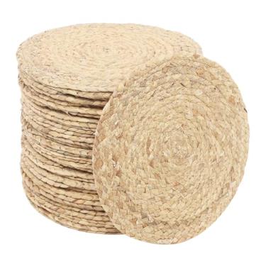 Imagem de CeRaBuRET Jogo americano redondo de 40 peças, conjunto de carregadores de pratos a granel, 30 cm, trançado de palha, carregador de vime, jacinto de água natural, tapete para mesa de festa de casamento
