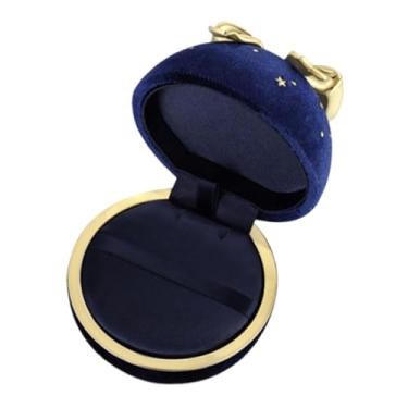 Imagem de Colaxi Caixa de joias de cetim, porta-bijuterias com forro macio, portátil, pequena e elegante, ideal para aniversários, Dia dos Namorados, pedidos de, Azul para Pingente