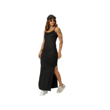 Imagem de Vestido Longo Canelado  com Fenda Lateral de Alcinha Sem Bojo - Audax,