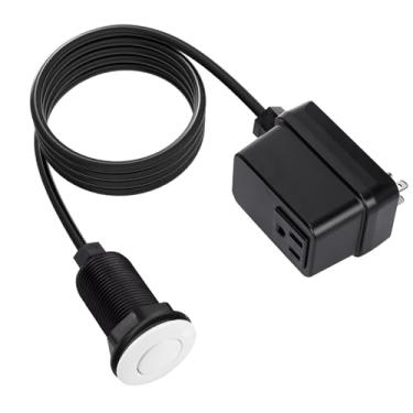 Imagem de Interruptor de eliminação de lixo, kit de interruptor de ar sem fio para triturador de resíduos alimentares, plástico branco, botão curto de 5 cm da pia CLEESINK