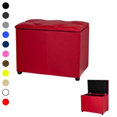 Imagem de Promoção Puff Baú Retangular Espaçoso Moderno - Realizar, Vermelho Cor