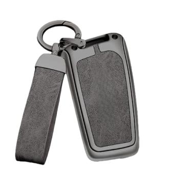 Imagem de Capa de couro para chave de carro de liga de zinco, suporte de concha, acessórios de estilo automático, chaveiro compatível com Toyota Prado 120 Fj150 Land Cruiser(C-gun grey)