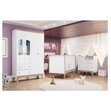 Imagem de Quarto de Bebê Confete Ambiente Branco Brilho Jequitibá HP - Henn