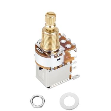 Imagem de Banworks Potenciômetros de pressão para guitarra Full Brass A500K Imperial 18 estrias, eixo longo dividido de 18 mm (comprimento de 18 mm) Potenciômetros cônicos de áudio para Fender Strat/Tele Gibson