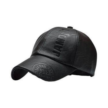 Imagem de Boné Vintage Masculino De Couro PU Ajustável Estilo Baseball Snapback 