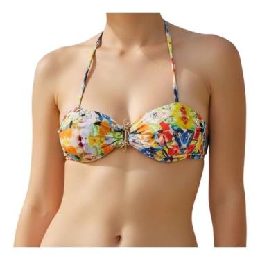 Imagem de Top Biquíni sem alça com Acessório Âncora Moda Verão - Corpo Dourado M