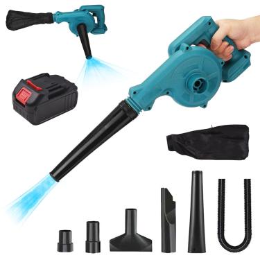 Imagem de Soprador de Folhas Sem Fio 2-em-1 21V Elétrico e Aspirador Pó Portátil com Bateria Pequeno para Cuidado Gramado Cabelo Pet Saco Bico Pulverização Potente Eficiente Complicações - Carregamento Rápido T