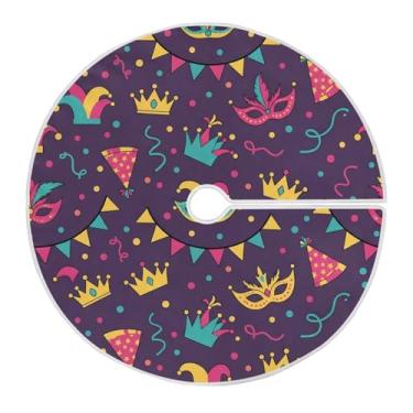 Imagem de ATTX Saia de árvore com estampa de carnaval de 90 cm – decoração festiva para festas de ano novo e carnaval #415