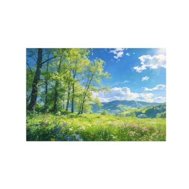 Imagem de BMZFYBS Impressão em tela de paisagem de arte de parede - nuvens de árvore de primavera - quadros de pintura de decoração para sala de estar quarto 30 x 45 cm 12 x 18 pol sem moldura