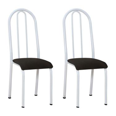 Imagem de Kit 2 Cadeiras De Cozinha Flórida Estampado Preto Pés De Ferro Branco - Pallazio
