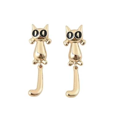 Imagem de Brincos de gato e lua de anime fofos para mulheres, Medium, Zinco, Sem pedra preciosa