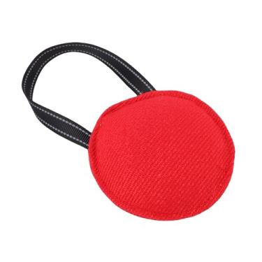 Imagem de Jiawu Brinquedo de Mordida para Treinamento de Cachorro, Travesseiro Redondo Interativo Duradouro para Raças Médias e Pequenas para Brincadeiras Internas e Externas (Vermelho)