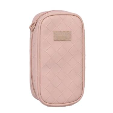 Imagem de Estojo de lápis de couro sintético com textura, papelaria de grande capacidade