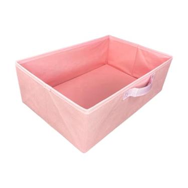 Imagem de Caixa Organizadora com Alça – 42X15X28 – TNT e Poliéster, Suporta até 25kg, Ideal para Closet, Armário e Escritório 10043ROSAU