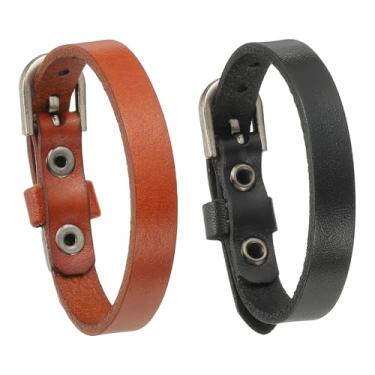 Imagem de PATIKIL Pulseira de cinto de couro, pulseira masculina com fivela fina para decoração de pulseira de couro vintage, One Size, Couro, Sem Pedra Preciosa