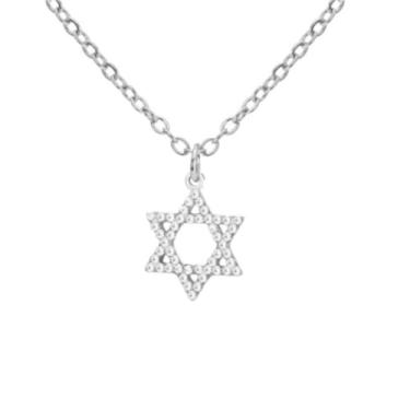 Imagem de PDOUSELF Colar feminino clássico com pingente de estrela de Davi em aço inoxidável com strass para presentes judaicos, 20, Aço inoxidável, Sem Pedra Preciosa