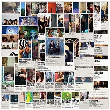 Imagem de Pacote de adesivos mistos de pôster clássico de filmes 64 peças, adesivos de vinil à prova d'água para garrafa de água, laptop, bagagem, skate, scrapbooking, decalques legais para cinema, adolescentes