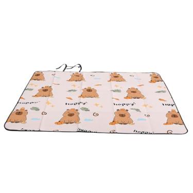 Imagem de Cryfokt Cobertor de Piquenique, Tapete de Piquenique Dobrável Portátil Espessado à Prova de Umidade para Grama, Caminhadas, Viagens, Concertos, Tapete de Com Alça de Transporte, (200 * 200cm)