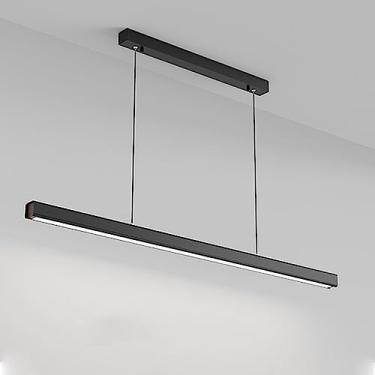 Imagem de Luminária pendente linear moderna e regulável, estilo ilha, com temperatura de cor ajustável de 3000K a 6000K, LED, ideal para sala de jantar, mesa de bilhar, cozinha e escritório.