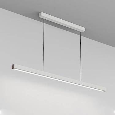 Imagem de Luminária pendente linear moderna e regulável, estilo ilha, com temperatura de cor ajustável de 3000K a 6000K, LED, ideal para sala de jantar, mesa de bilhar, cozinha e escritório.