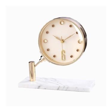 Imagem de KEG801302 Decoração de casa relógio de mesa simples silencioso sem tique-taque liga relógio de mesa relógio de mesa para sala de estar, quartos, escritório, cozinha, bancada interna (branco)
