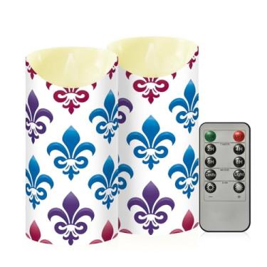 Imagem de Wassud Pacote com 2 velas coloridas sem chama de carnaval com controle remoto, velas realistas cintilantes com temporizador, velas decorativas para Natal, casamento, festa, decoração de casa média