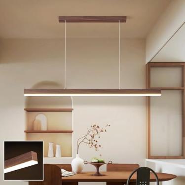 Imagem de Luminária pendente linear para mesa de jantar, ilha de cozinha, LED dimerizável com controle remoto, lustre para sala de estar, sala de jantar, bar, escritório, luminária moderna com altura