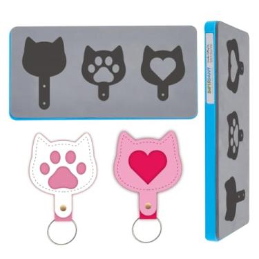 Imagem de SUPERDANT 1 peça de molde de couro de pata de gato, 25 x 12 cm, formato de madeira, para chaveiro de couro, pingente, artesanato, ferramenta compatível com máquina de corte