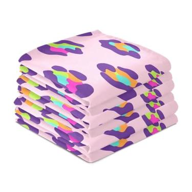 Imagem de Wassud Panos de prato de cozinha de leopardo coloridos pacote com 6 panos de prato macios com laço para pendurar toalha de mão super absorvente de secagem rápida toalhas de chá de mesa decorativas 71