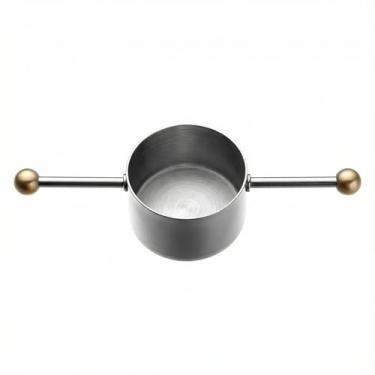 Imagem de Copo de medição de 30 mililitros de aço inoxidável com alça de esfera dupla ferramenta para xarope licor coquetéis, café expresso, barista, restaurante, bartender, preparação, prata