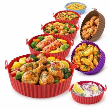 Imagem de AirForm™ Kit 6 Formas de Silicone para Air Fryer Microondas Geladeira - Reutilizável Antiaderente Fácil Limpeza | Resistente ao Calor 220°C (CORES SORTIDAS)