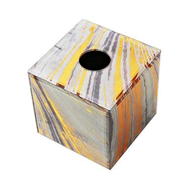 Imagem de GHJUMKFDF Porta-papel quadrado para caixa de lenços, dispensador de papel de revestimento facial de vidro dourado, organizador de porta-guardanapos/caixas de lenços D