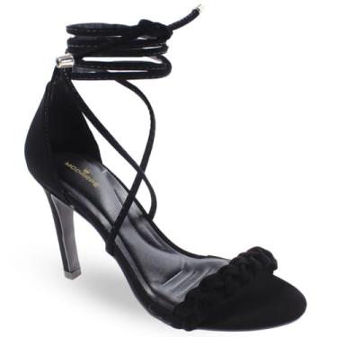 Imagem de Sandália Modarpe Salto Fino Amarração Feminina F04 Cor:Preto;Tamanho:34