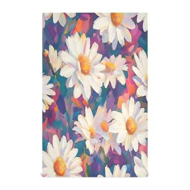 Imagem de xigua Conjunto de 1 panos de prato de cozinha White Daisies, macios e altamente absorventes de secagem rápida para limpeza de pratos e limpeza manual, 71 x 45 cm
