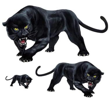 Imagem de Adesivo de carro com estampa de leopardo escuro - Adesivo de vinil 3D realista Wildcat adequado para para-choques, janelas, paredes e laptops - Decoração de parede animal legal A035