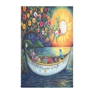 Imagem de xigua Conjunto de 1 panos de prato de cozinha A Boat with The Sun, macios e altamente absorventes de secagem rápida para limpeza de pratos e limpeza manual, 71 x 45 cm