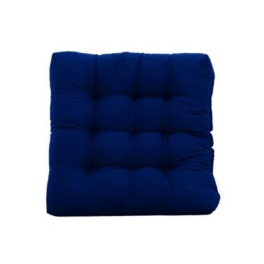 Imagem de Almofada Futon para Assento 50x50cm com Corda Tecido Oxford Macia e Confortável para Cadeira Banco e Pallet(Azul Marinho)