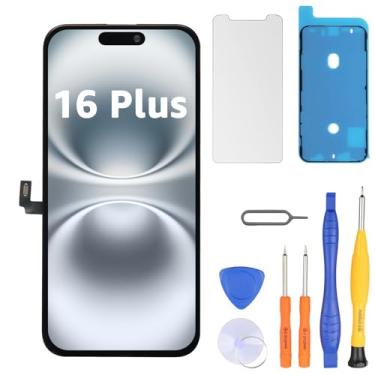 Imagem de LL TRADER Substituição de tela para iPhone 16 Plus 17.0 cm LCD Retina FHD Display COF Touch Screen Digitalizador com kits de ferramentas de reparo, fita impermeável, protetor de tela