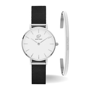 Imagem de Relógio Feminino Preto Delicado Analógico 32mm + Bracelete-Feminino