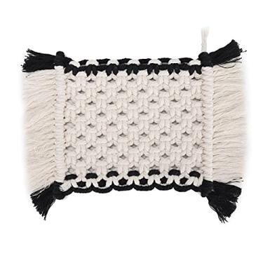 Imagem de Jogo americano retangular de algodão tecido à mão protetor de mesa decorativo para mesa de jantar, cozinha, decoração de casa, 16 x 14 cm, 13 x 14 cm, 1 peça (B)