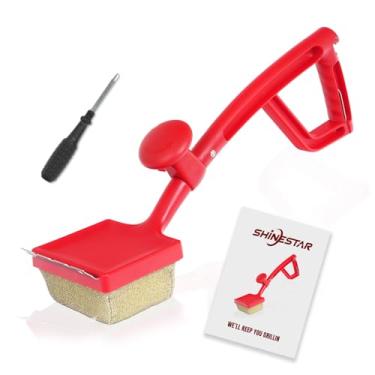 Imagem de SHINESTAR Escova de grelha a vapor sem cerdas – Cabeça de limpeza substituível com raspador exclusivo de ajuste perfeito, limpador de churrasco seguro durável para ferro fundido, aço inoxidável e