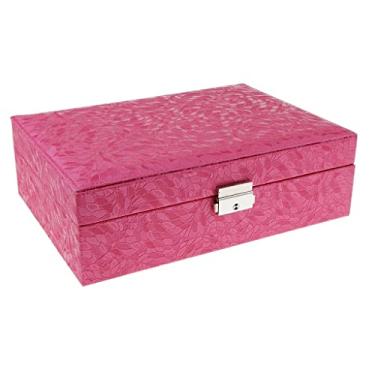 Imagem de Mini caixa de joias de camada dupla espelho coração estojo de armazenamento de couro PU porta-joias caixa de joias (cor: rosa tamanho: tamanho único) (tamanho único vermelho)