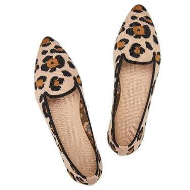 Imagem de Frank Mully Mocassim feminino casual sem cadarço, confortável, de malha, clássico, bico fino, para trabalho, viagens, 6035leopard1, 41